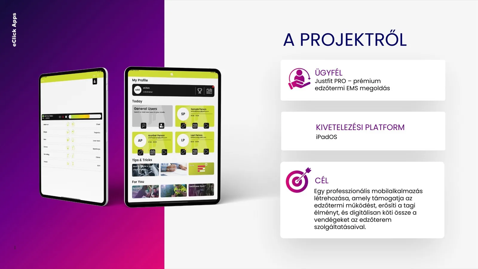 eClick × xMatrix mobil app referencia