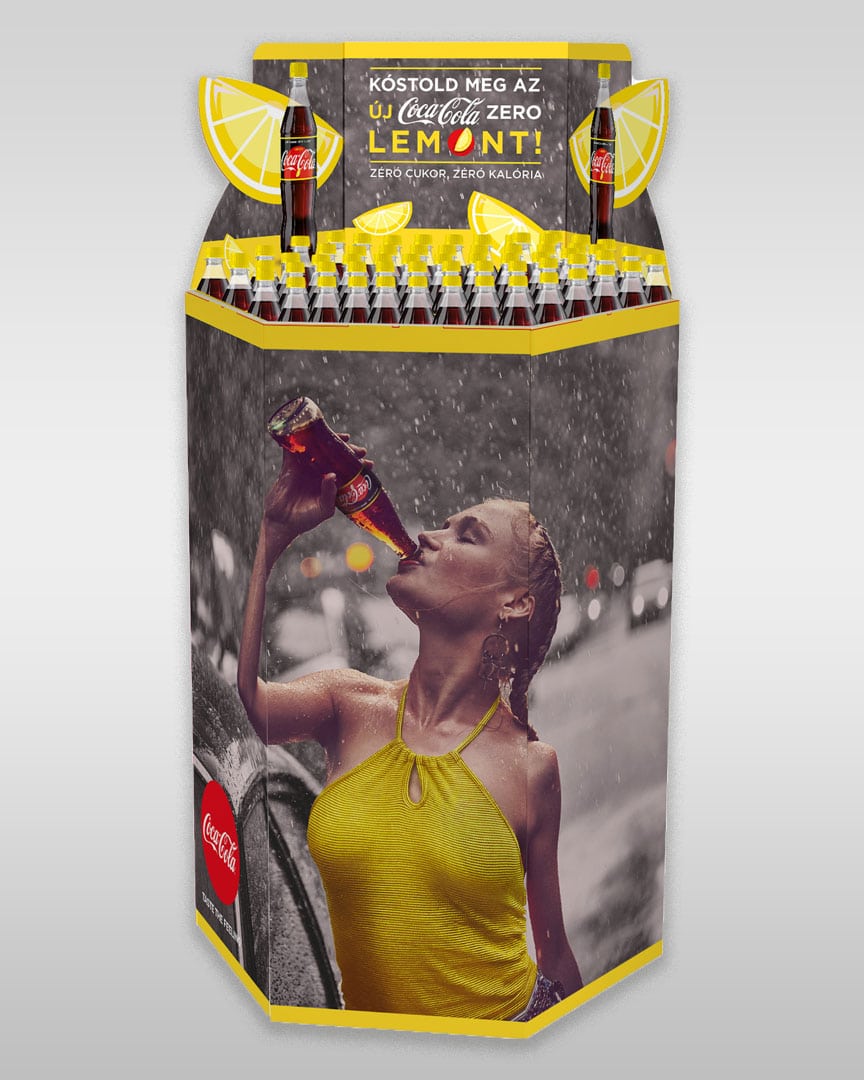 POS grafika - hexa display, Coca-Cola Lemon