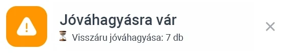 AI automatizáció jóváhagyásra váró értesítés: 7 visszáru vár jóváhagyásra — figyelmeztető alert  eClick Apps