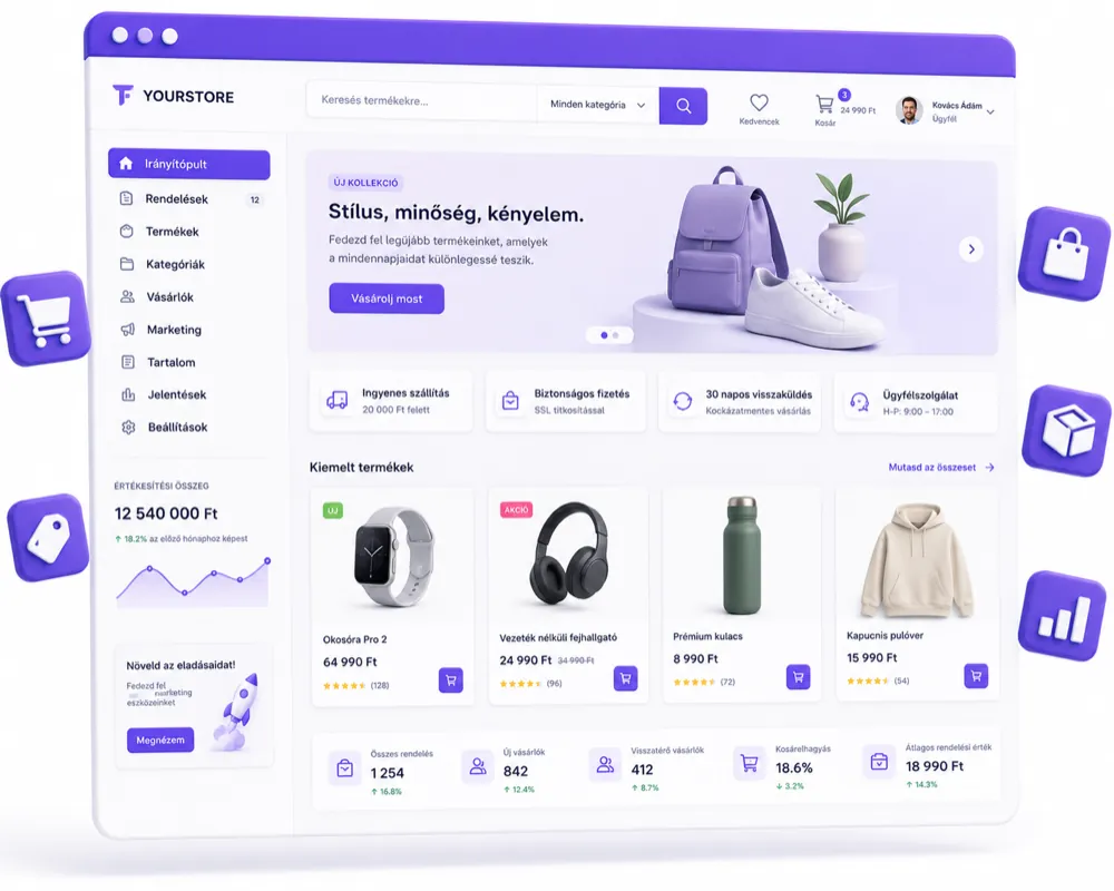 E-commerce platform egyedi fejlesztés — WooCommerce, Magento, Shopify — eClick  eClick Apps