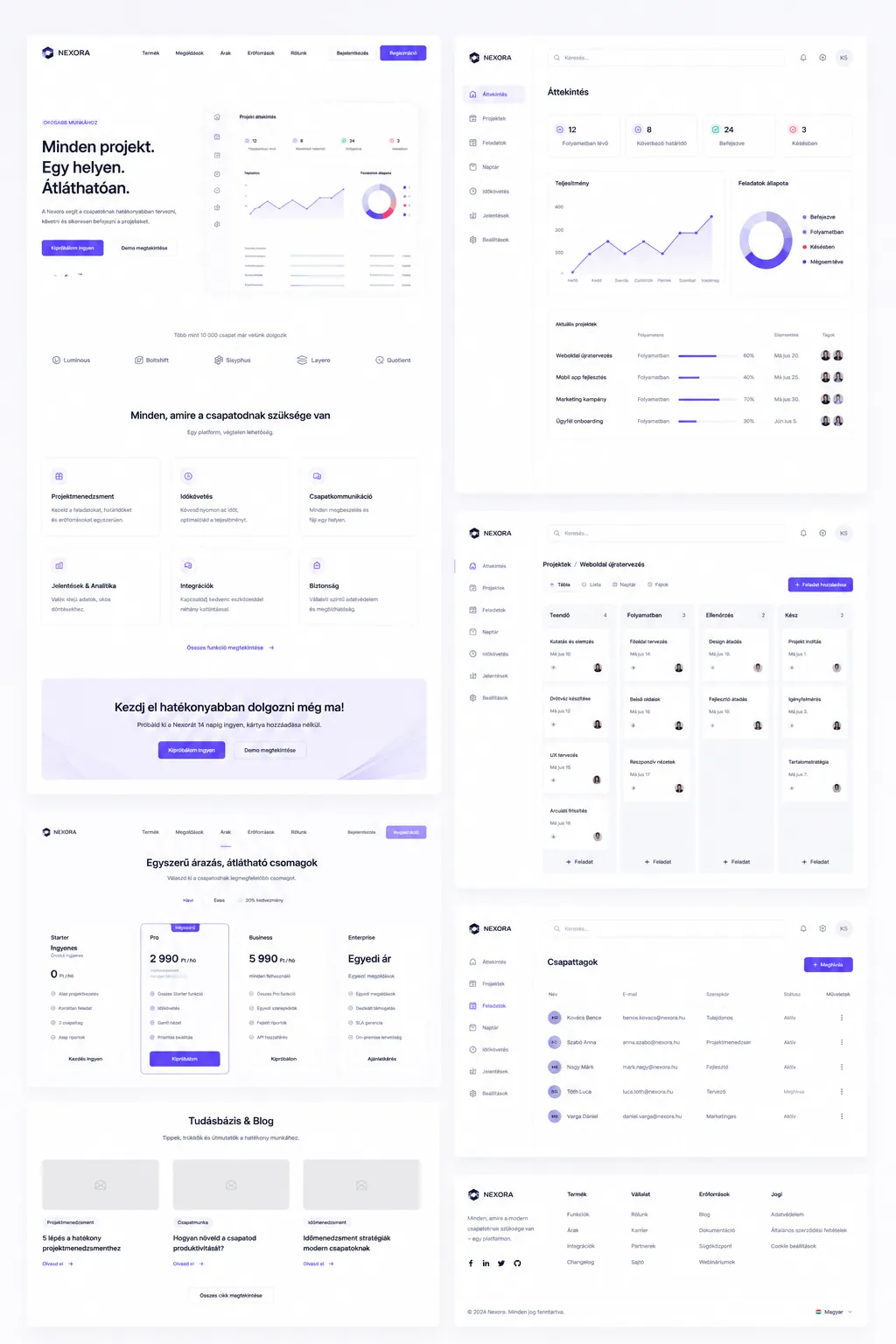 SaaS dashboard UI tervezés — webapp landing oldal és admin felület átfogó view  eClick Apps